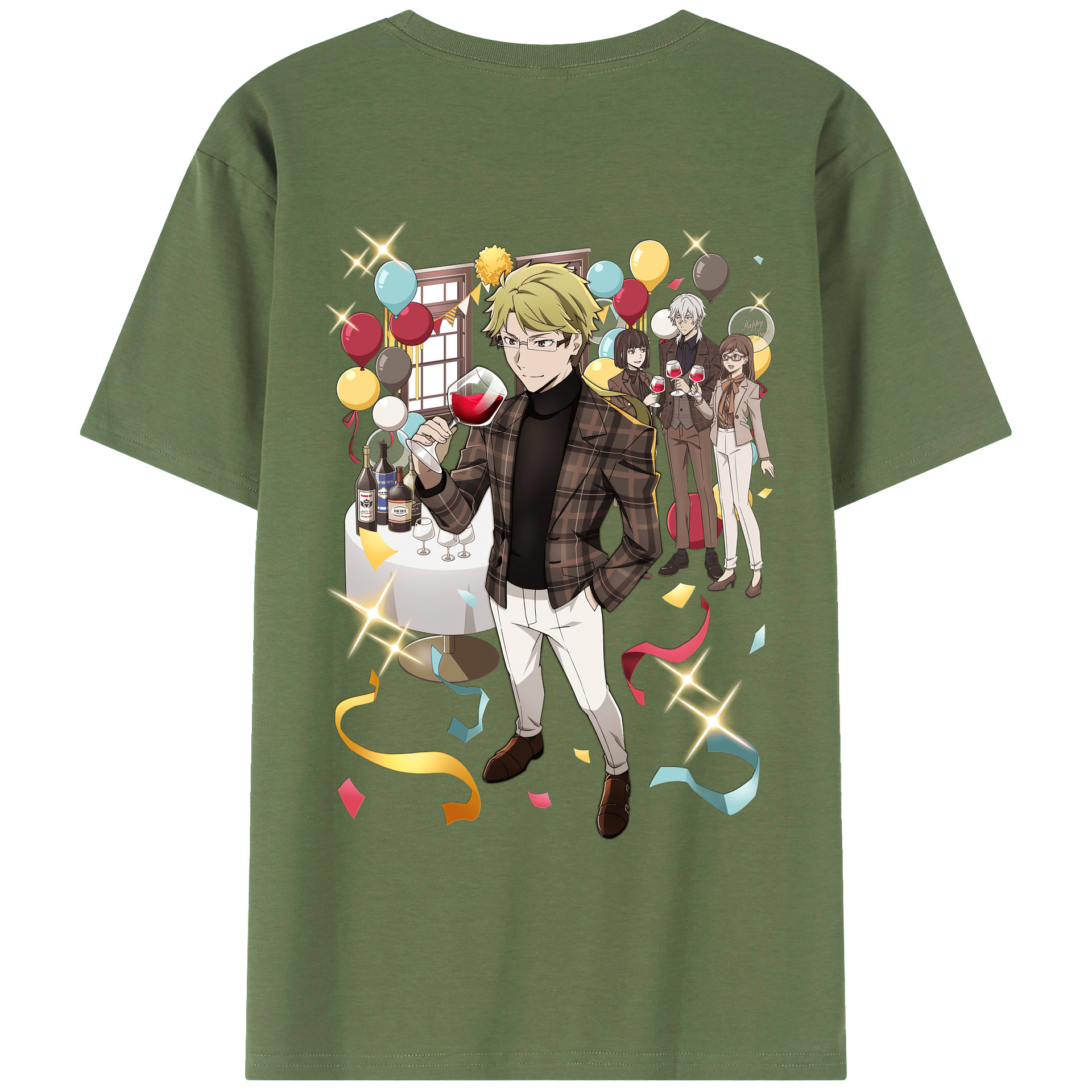 （画像用） 文豪ストレイドッグス Bungo Stray Dogs 綿100％ メンズ半袖Tシャツ（バックプリント） 通気性